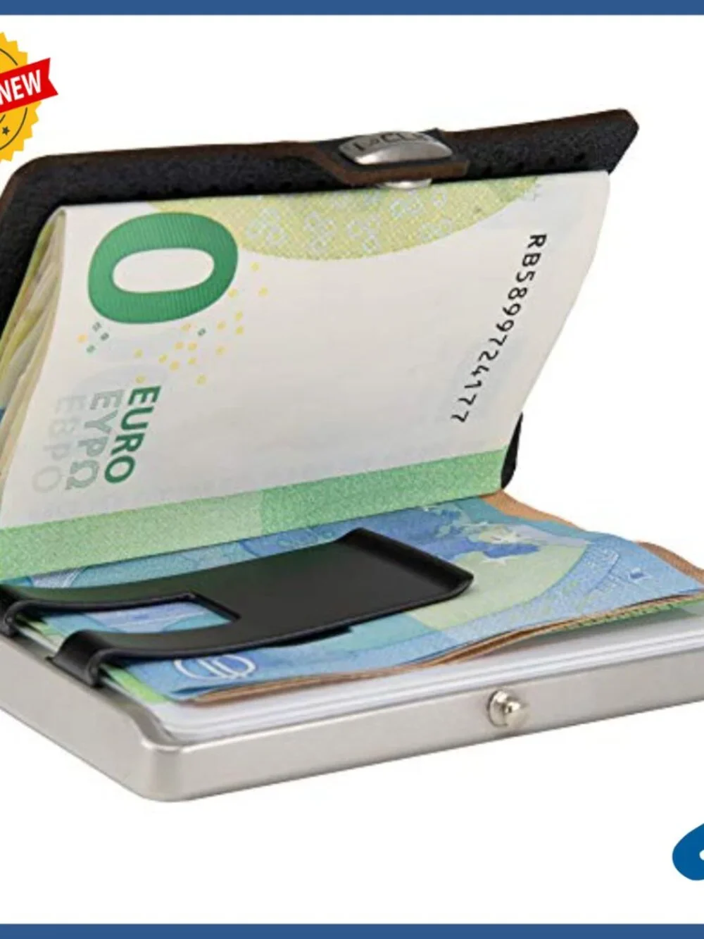 Slim Stainless Steel Wallet with Money Clip, Holds 10 Cards